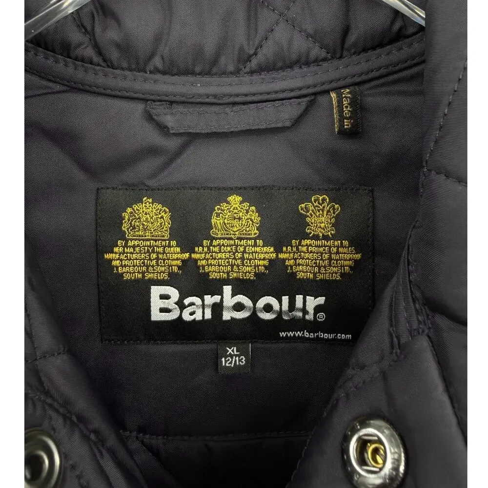 Barbour Youth Boy's XL Liddesdale Gilet Navy Quilted Snap Down Preppy Vest